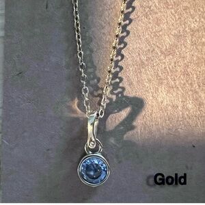 December Birthstone Necklace. Blue crystal pendant.